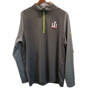 Nike Golf Dri Fit 2018 Super Bowl LII 1/4 Zip Pullover Size Large Gray